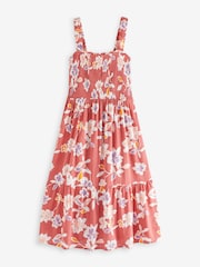 Gap Red Gauze Smocked Tiered Midi Dress - Image 2 of 2