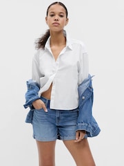 Gap Blue Denim Mid Rise Girlfriend Shorts - Image 1 of 4