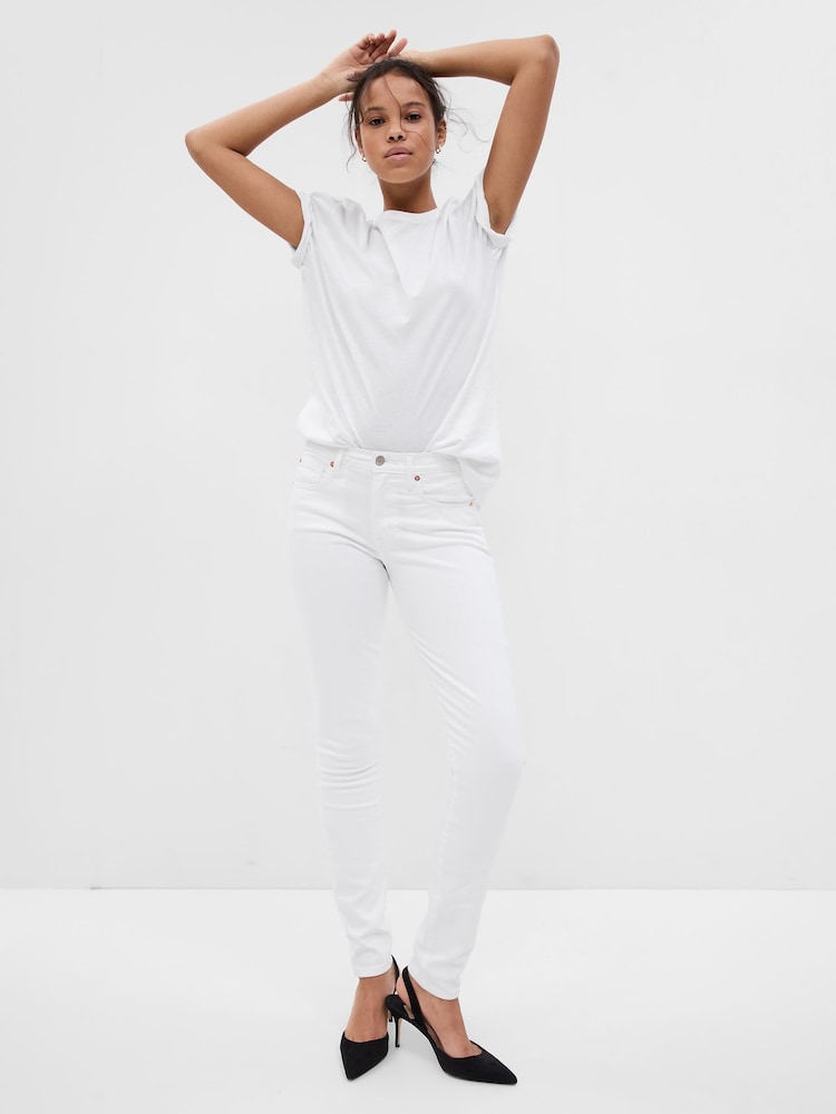 Gap White Stretch Mid Rise True Skinny Jeans - Image 1 of 11 Gap White Stretch Mid Rise True Skinny Jeans - Image 1 of 11