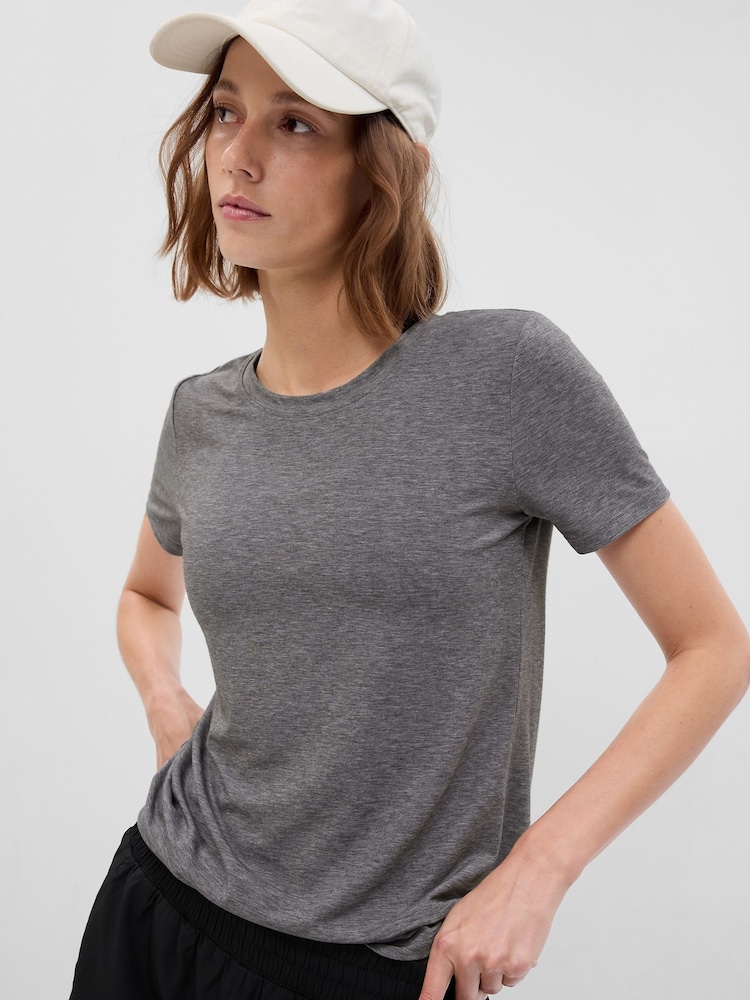 Grey - Gap Breathe Short Sleeve Crew Neck T-Shirt - Image 1 of 2 Grey - Gap Breathe Short Sleeve Crew Neck T-Shirt - Image 1 of 2