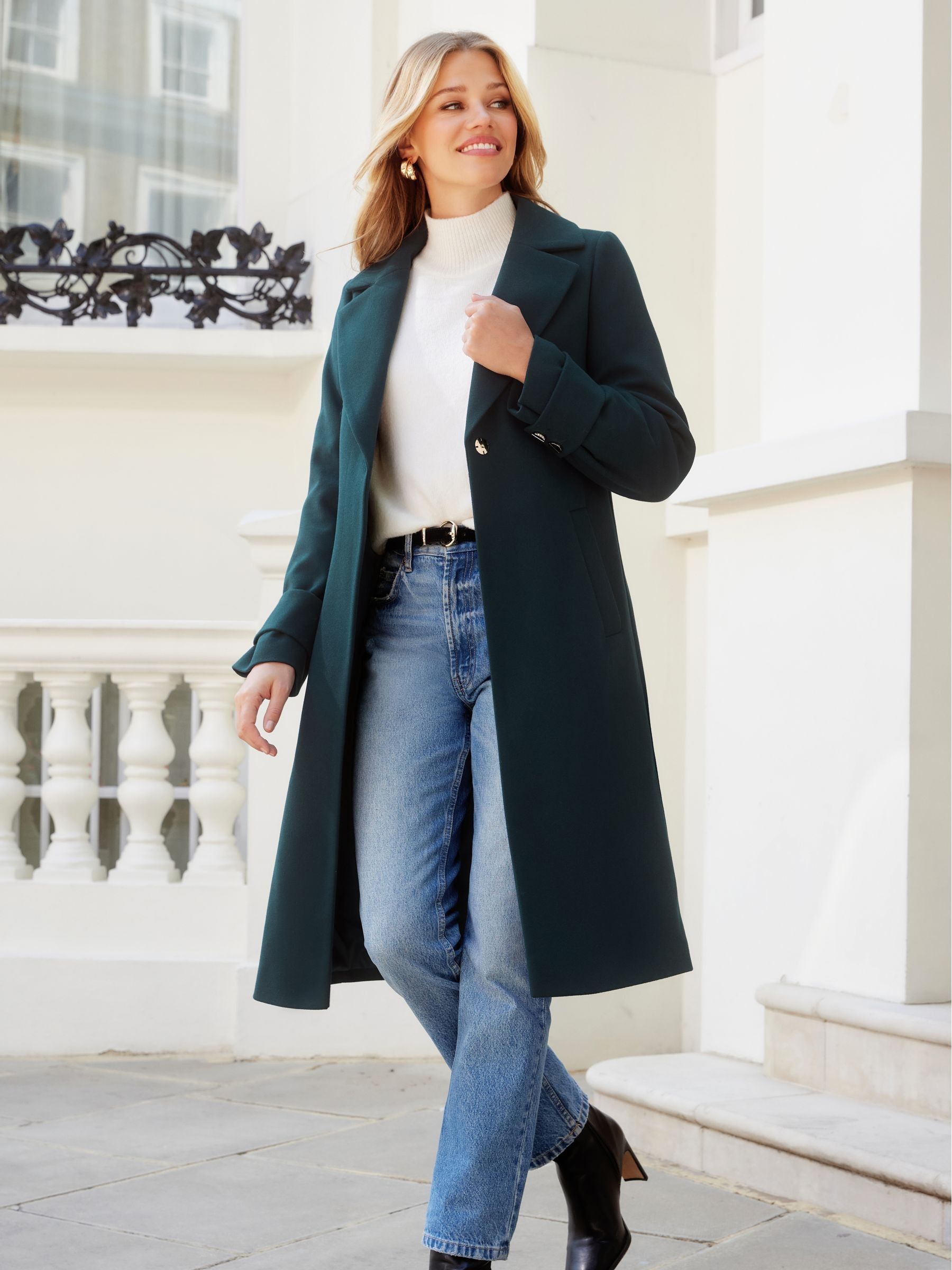 Buy Friends Like These Teal Green Longline Tailored Smart Coat from Next Belgium