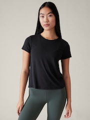 Athleta Black Short Sleeve Crew Neck Air Out T-Shirt - Image 1 of 7