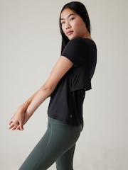 Athleta Black Short Sleeve Crew Neck Air Out T-Shirt - Image 3 of 7