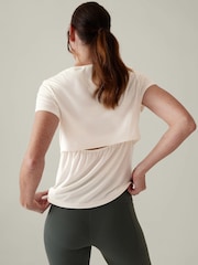 Athleta Cream Short Sleeve Crew Neck Air Out T-Shirt - Image 2 of 3