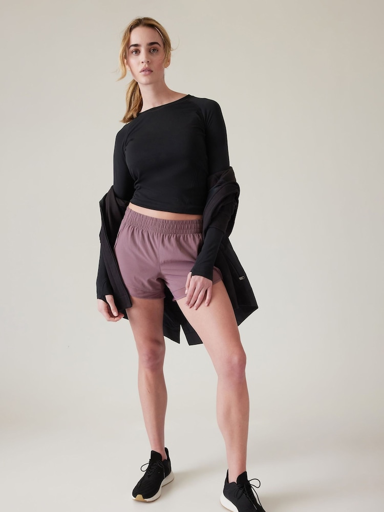 Athleta Purple Mid Rise 4 Inch Running Shorts - Image 1 of 5