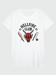 Brands In White Netflix Stranger Things Hellfire Club Women White T-Shirt - Image 1 of 3