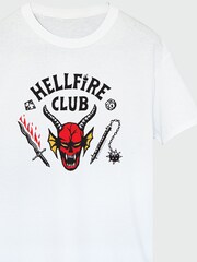 Brands In White Netflix Stranger Things Hellfire Club Women White T-Shirt - Image 2 of 3