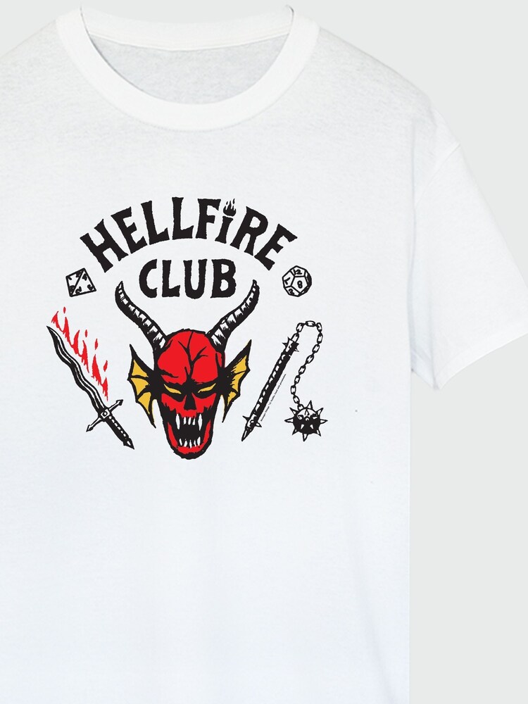 Brands In White Netflix Stranger Things Hellfire Club Women White T-Shirt - Image 2 of 3