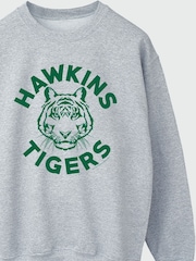Brands In GREY Netflix Stranger Things Hawkins Tigers Women Heather Grey Sweatshirt - Image 2 of 3