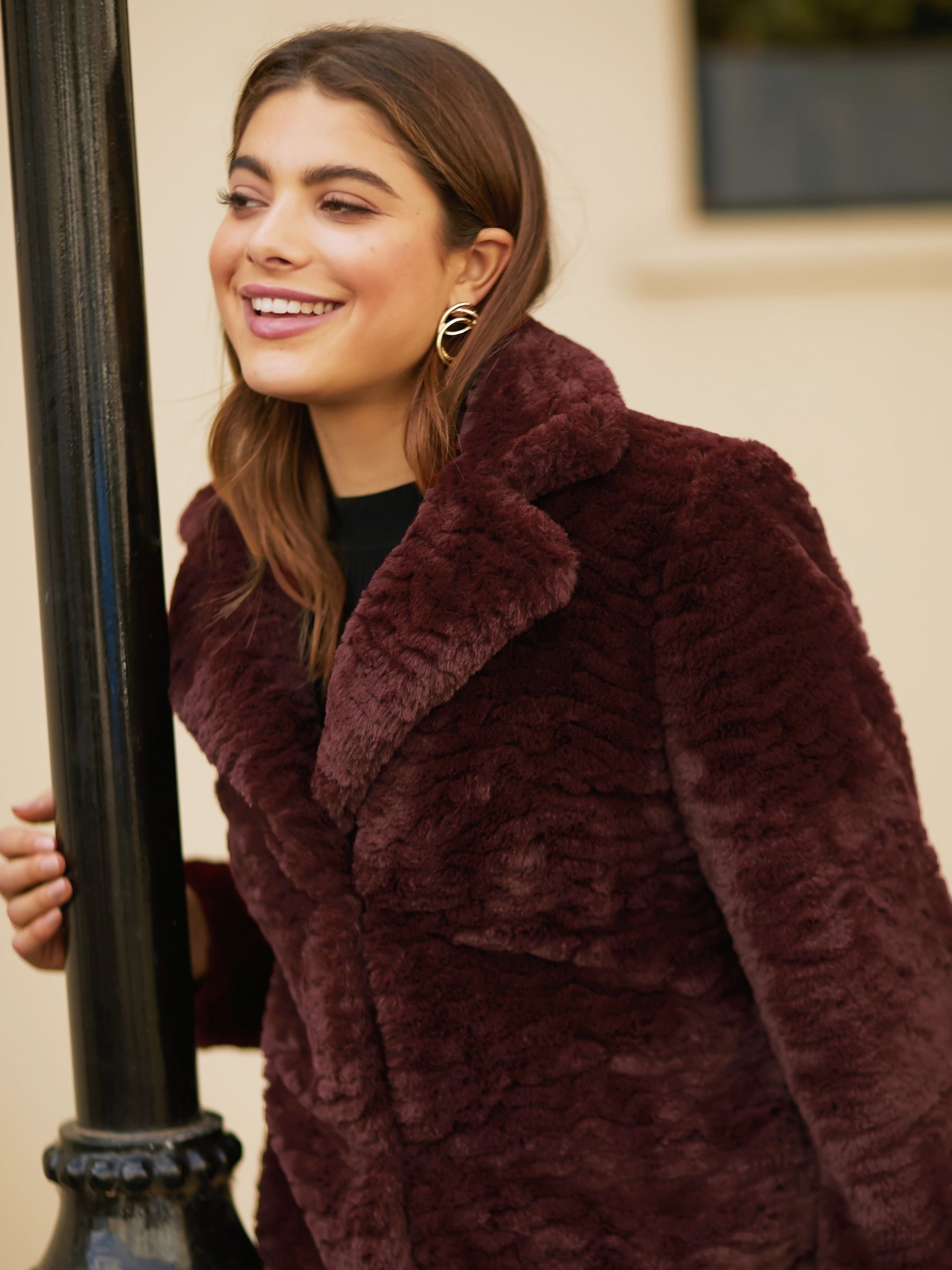 Red short fur coat sales