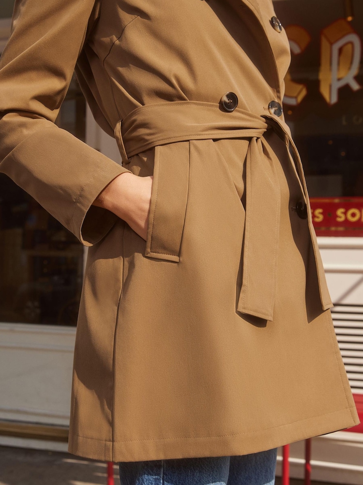 Friends Like These Camel Belted Double Breasted Trench Coat - Image 2 of 4 Friends Like These Camel Belted Double Breasted Trench Coat - Image 2 of 4