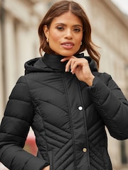 Lipsy Black Chevron Lightweight Padded Coat - Image 1 of 4