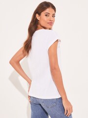 Lipsy White Scatter Sequin Round Neck T-Shirt - Image 2 of 4