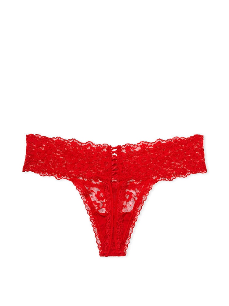Victoria's Secret Lipstick Red Thong Lace Knickers - Image 4 of 4