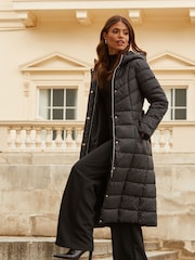 Lipsy Black Petite Slim Longline Duvet Hooded Padded Coat - Image 4 of 4