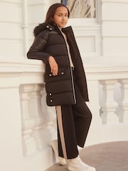 Lipsy Black Hybrid Longline Duvet School Coat - Image 2 of 4