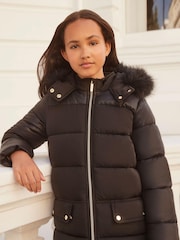 Lipsy Black Hybrid Longline Duvet School Coat - Image 4 of 4