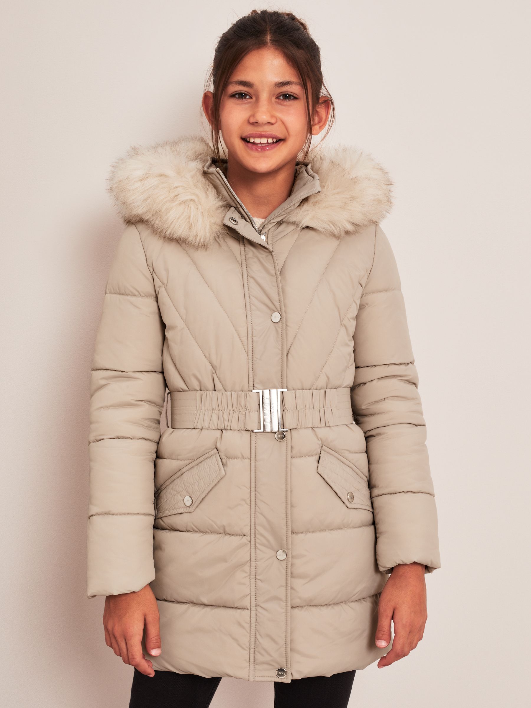 Buy Lipsy Stone Longline Belted Padded School Coat from Next Luxembourg