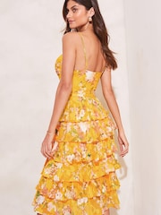 Lipsy Yellow Petite Twist Front Tiered Midaxi Dress - Image 2 of 4