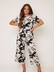 Girl In Mind Blush Floral Petite Laura Culotte Open Back Jumpsuit - Image 1 of 6