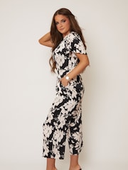 Girl In Mind Blush Floral Petite Laura Culotte Open Back Jumpsuit - Image 4 of 6
