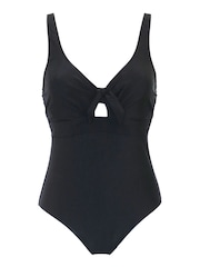 Pour Moi Black Underwired Bow Front Control Swimsuit - Image 4 of 5