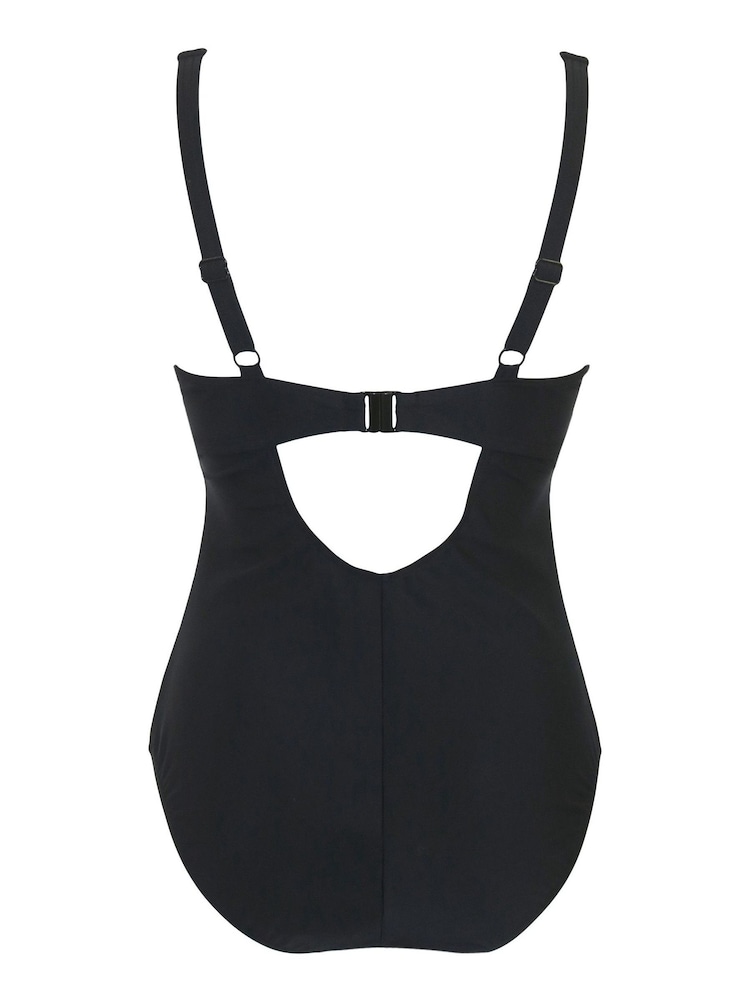 Pour Moi Black Underwired Bow Front Control Swimsuit - Image 5 of 5