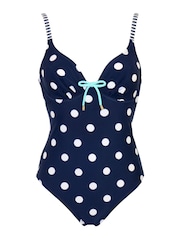 Pour Moi Navy Blue/ White/ Aqua Beach House Underwired Swimsuit - Image 4 of 5
