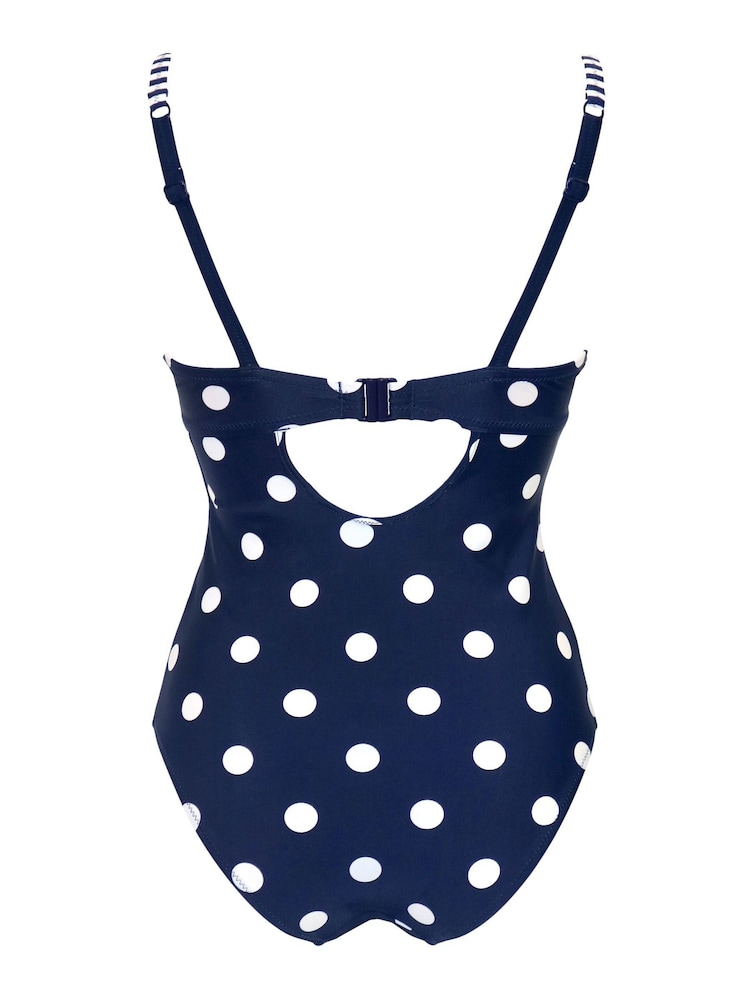 Pour Moi Navy Blue/ White/ Aqua Beach House Underwired Swimsuit - Image 5 of 5