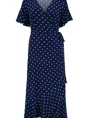 Pour Moi Megan Figurbetontes Midi-Wickelkleid aus recyceltem Stretch-Material mit Rüschendetail - Bild 4 von 5