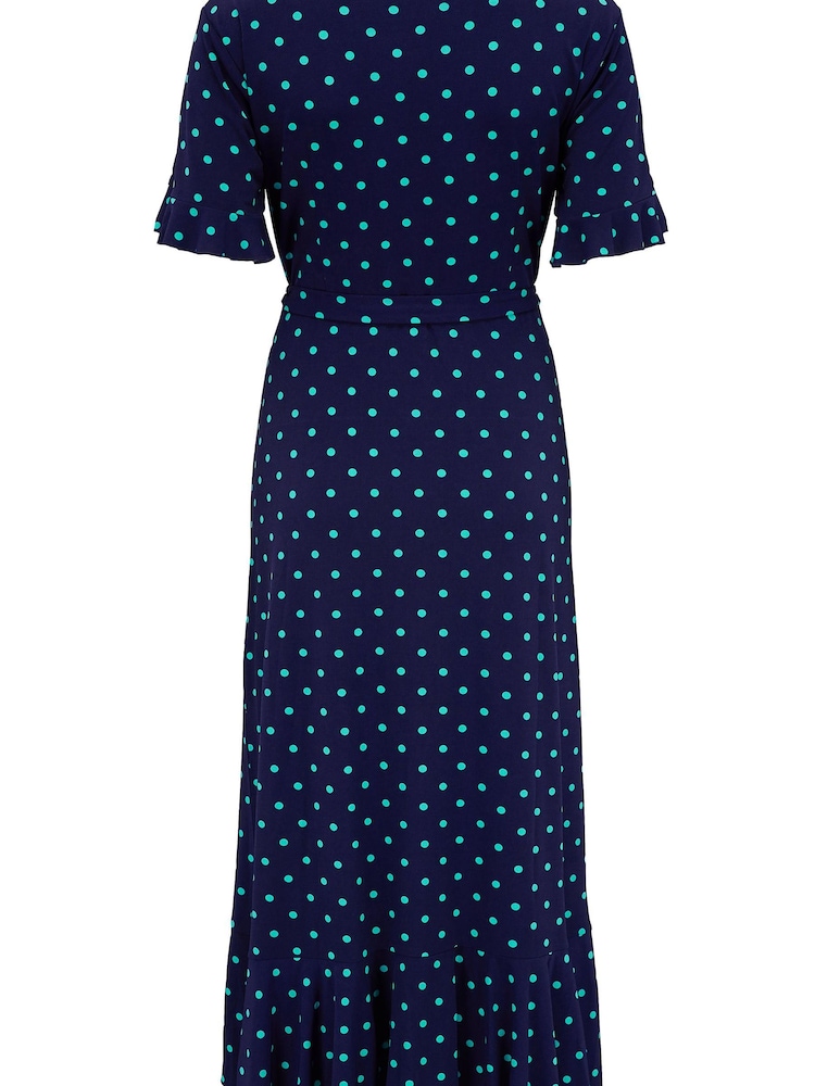 Pour Moi Megan Figurbetontes Midi-Wickelkleid aus recyceltem Stretch-Material mit Rüschendetail - Bild 5 von 5 Pour Moi Megan Figurbetontes Midi-Wickelkleid aus recyceltem Stretch-Material mit Rüschendetail - Bild 5 von 5