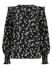 Pour Moi Black Ditsy Maggie Recycled Woven Button Through Frill Blouse - Image 4 of 5
