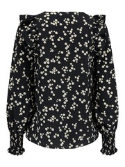 Pour Moi Black Ditsy Maggie Recycled Woven Button Through Frill Blouse - Image 5 of 5