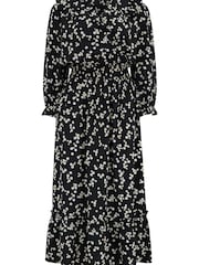 Blümchenmuster, Schwarz - Pour Moi Maggie Gerüschtes Midikleid aus recyceltem Webstoff - Bild 4 von 5