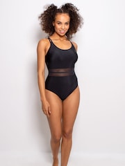 Pour Moi Black Energy Double Strap Racerback Mesh Swimsuit - Image 3 of 5