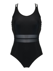 Pour Moi Black Energy Double Strap Racerback Mesh Swimsuit - Image 4 of 5
