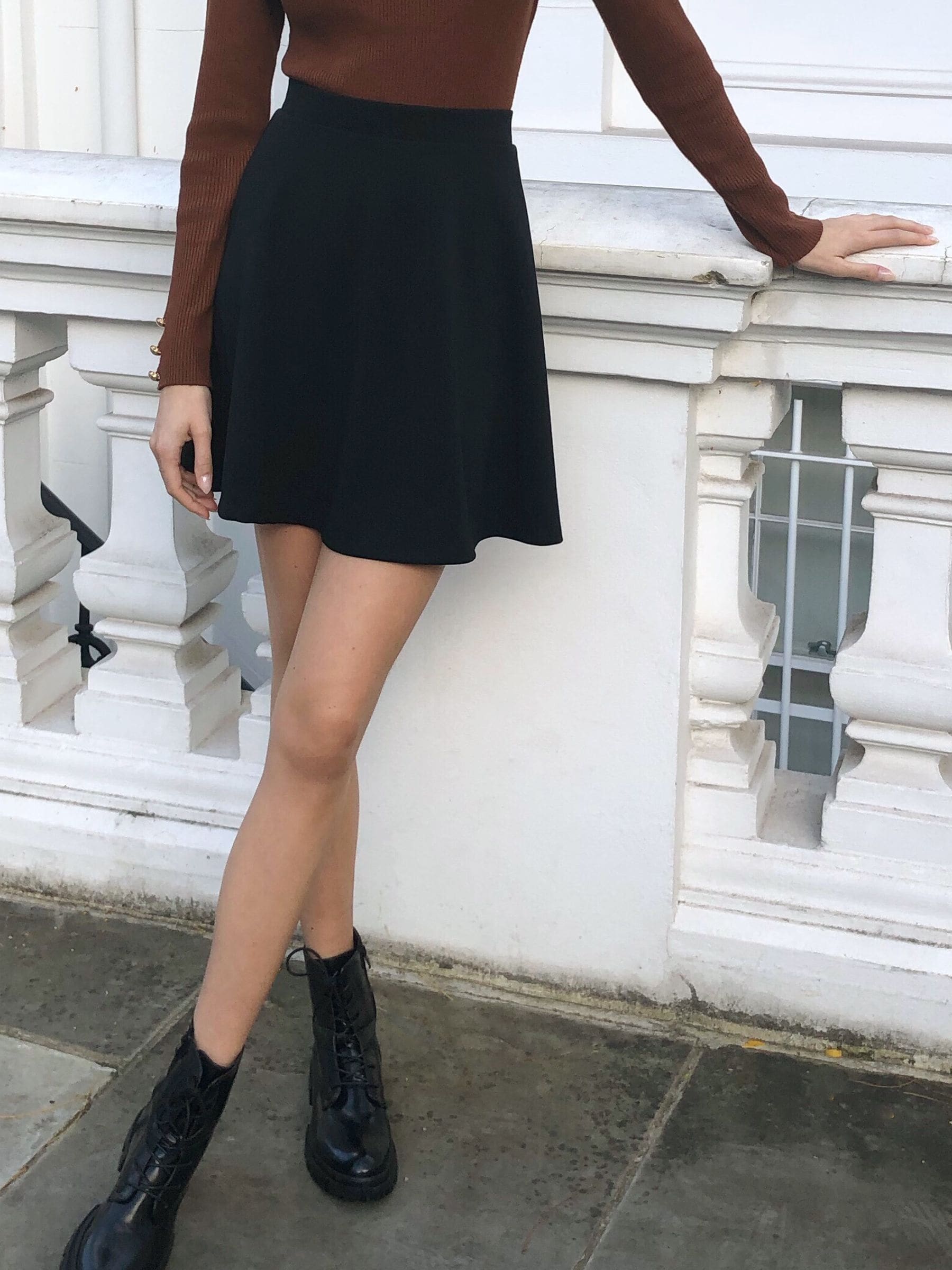 Buy Lipsy Black Jersey Petite Flippy Mini Skater Skirt from