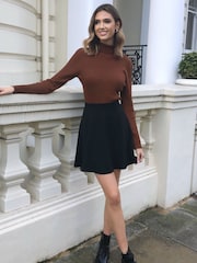 Lipsy Black Jersey Petite Flippy Mini Skater Skirt - Image 3 of 4