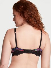 Victoria's Secret Moody Floral Black Lace Shine Strap Add 2 Cups Push Up Bombshell Bra - Image 2 of 3