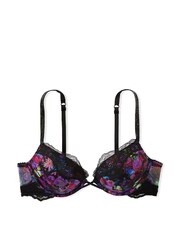Victoria's Secret Moody Floral Black Lace Shine Strap Add 2 Cups Push Up Bombshell Bra - Image 3 of 3