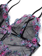 Victoria's Secret Illuminating Blooms Black Lace Trim Slip Dress - Image 4 of 4