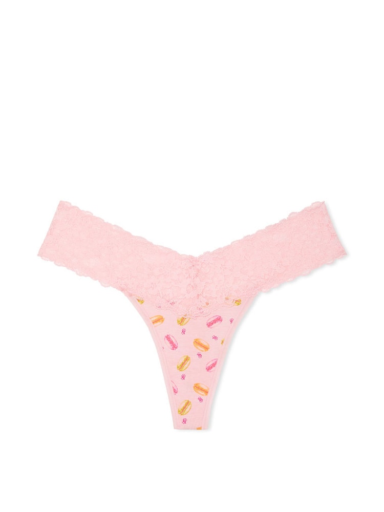 Victoria's Secret Pretty Blossom Macaron Pink Macaron Print Lace Waist Thong Knickers - Image 3 of 3 Victoria's Secret Pretty Blossom Macaron Pink Macaron Print Lace Waist Thong Knickers - Image 3 of 3