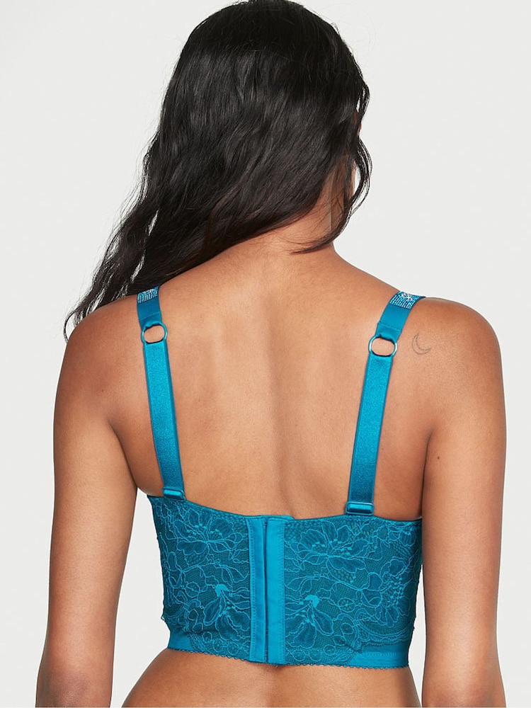 Victoria's Secret Evening Tide Blue Shine Strap Lace Push Up Bra Top - Image 2 of 5