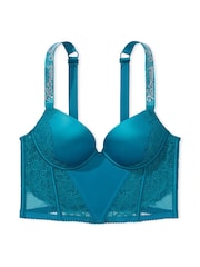 Victoria's Secret Evening Tide Blue Shine Strap Lace Push Up Bra Top - Image 4 of 5