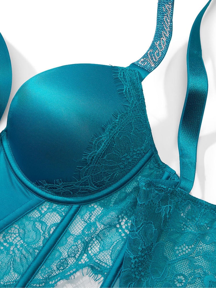 Victoria's Secret Evening Tide Blue Shine Strap Lace Push Up Bra Top - Image 5 of 5