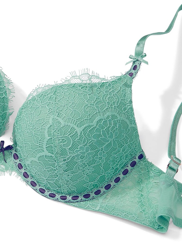 Victoria's Secret Parasail Green Lace Ribbon Slot Push Up Bra - Image 4 of 4 Victoria's Secret Parasail Green Lace Ribbon Slot Push Up Bra - Image 4 of 4