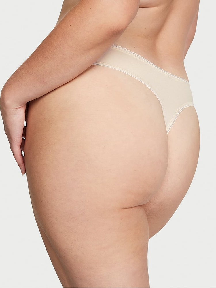 Victoria's Secret Marzipan Nude Lace Thong Knickers - Image 2 of 3