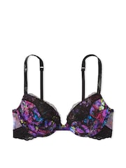 Victoria's Secret Moody Floral Black Lace Shine Strap Push Up Bra - Image 3 of 4
