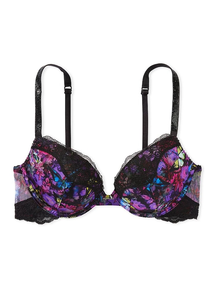 Moody-Blumenprint/Schwarz/Spitze - Victoria's Secret BH mit Glanzträgern - Bild 3 von 3