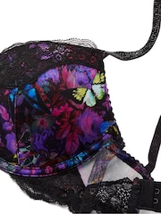 Victoria's Secret Moody Floral Black Lace Shine Strap Push Up Bra - Image 4 of 4